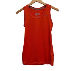 Nike Dri Fit Womens Orange Athletic Tank Top Size XS Athletic Fit